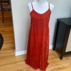 Anthropologie - Love Tan Jane | maxi dress with frayed hem, orange, Sz M